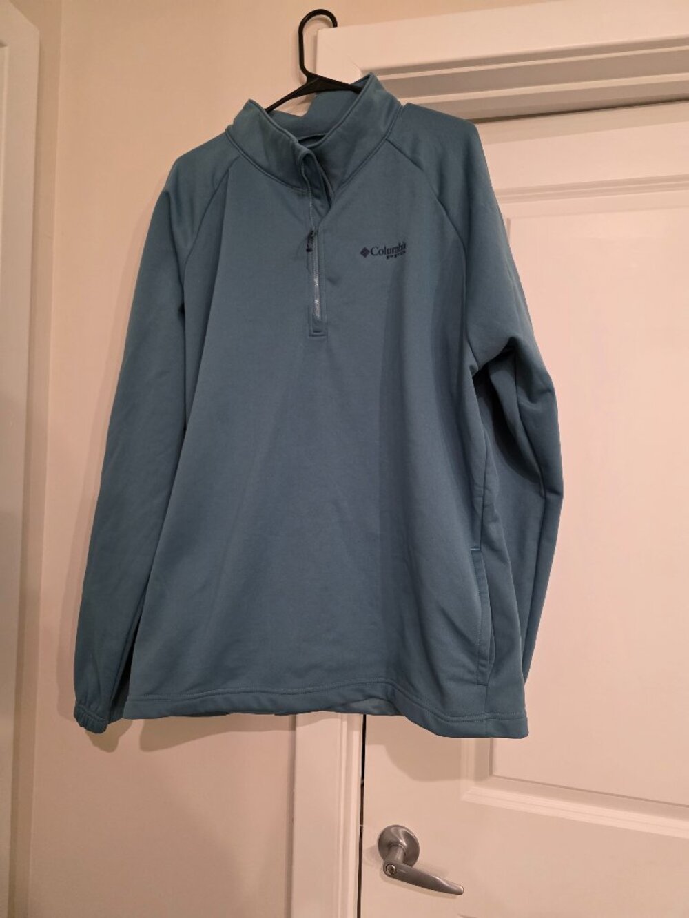 Columbia PFG Fleece-Lined Softshell 1/4-Zip Pullover Blue Teal Men's XXL / 2TG